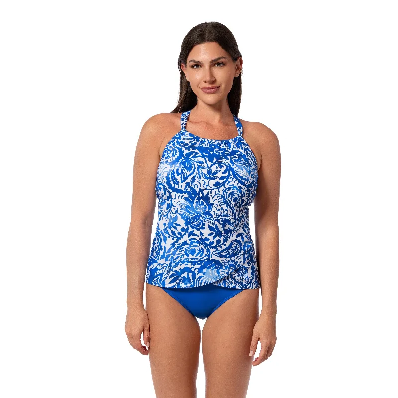 Convertible bikini that can be worn in multiple styles for versatilityARABESQUE BIANCA DRAPE TANKINI TOP