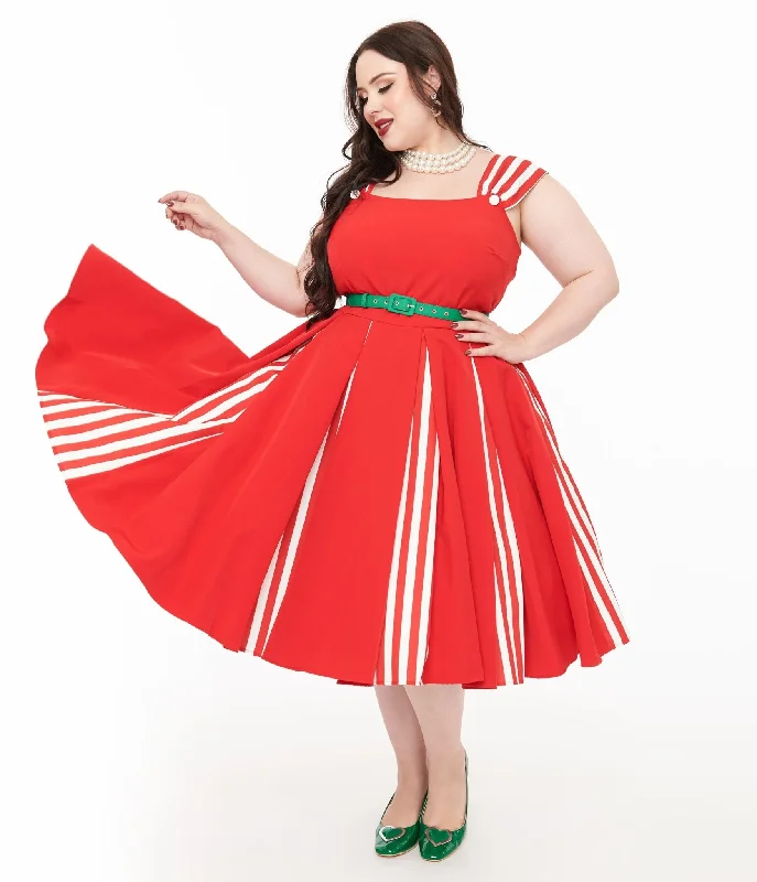 Maxi Women Dress with Floral Print for a Bohemian VibeUnique Vintage Plus Size 1950s Red & White Stripe Swing Dress