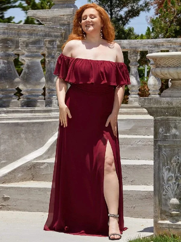 Sheath Women Dress with a Tailored Fit for a Professional LookPlus Size Off the Shoulder Bridesmaid Dress with Thigh Split