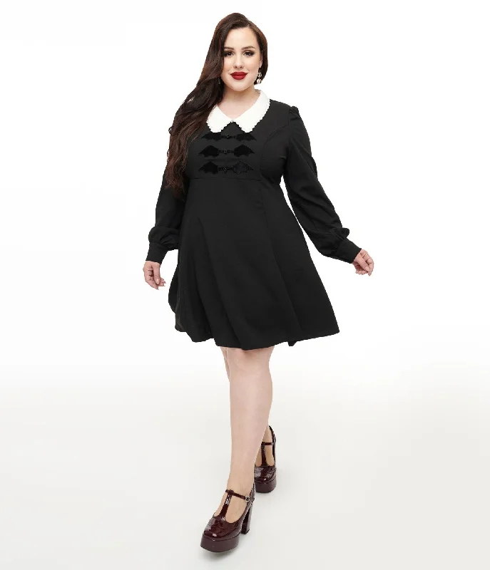 Strapless Women Dress with a Built - in Bra for Comfort and SupportHell Bunny Plus Size 1960s Black Batilda Mini Dress