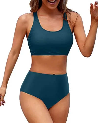 UV - protection bikini for safe sun exposure during beach daysWomen's High Cut Athletic Bikini Bottom For Long Torso-Teal