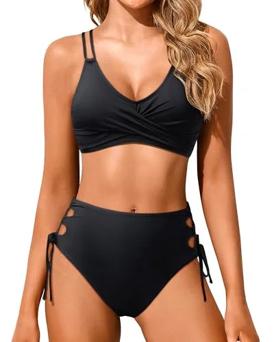 Monokini - style bikini with a unique one - piece - meets - bikini designWomen High Waisted Bikini Set Two Piece Swimsuits Push up Wrap Swim Suits Top Tummy Control Bathing Suit Bottom