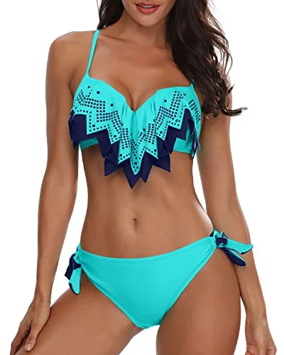 High - performance bikini with quick - drying fabric for active swimmersPush Up Underwire Bikini Sets Sexy Bathing Suits For Teen Girls-Aqua