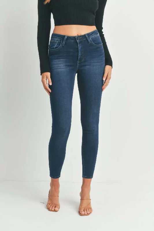 Leather women trousers for a bold and edgy look5 Pocket Classic Skinny Jean W/ Luxury Fabric In Dark Denim