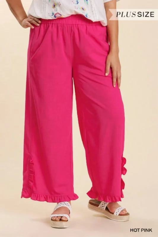 Elastic - waist women trousers for ultimate comfortBuckle Up Pants In Hot Pink