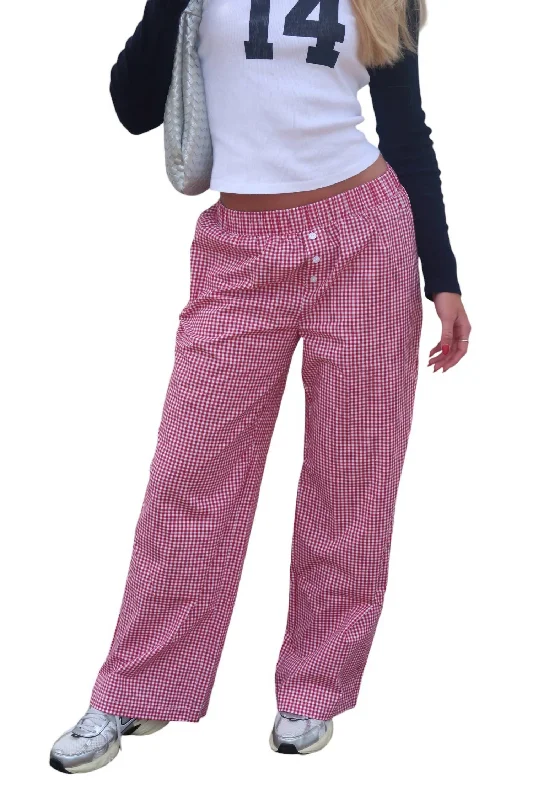 Elastic - waist women trousers for ultimate comfortCheck It Out Pant In Red And White Gingham