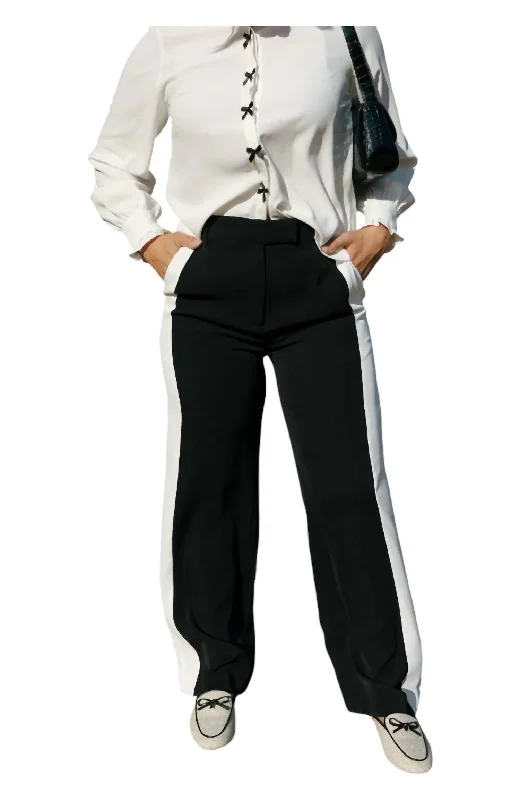 Palazzo women trousers for a flowy and comfortable feelColorblock Pants In Black/white