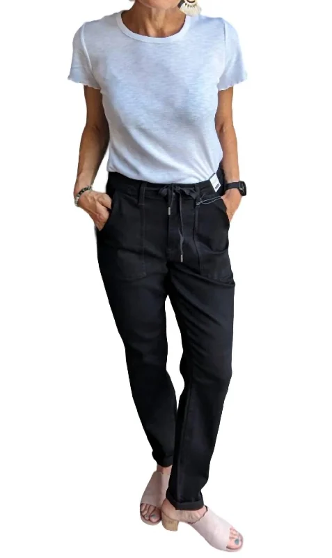 Plus - size women trousers for a perfect fit and confidenceDenim Jogger In Black