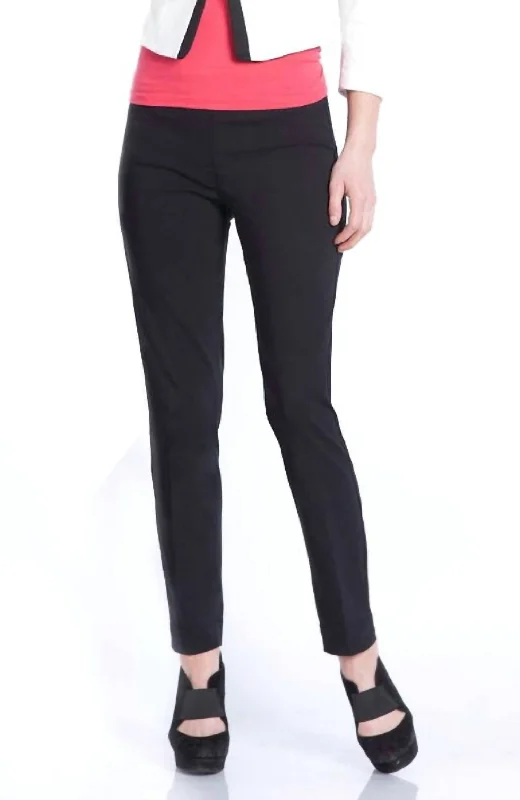 Denim women trousers for a durable and versatile optionFaux Pocket Ankle Pants In Black