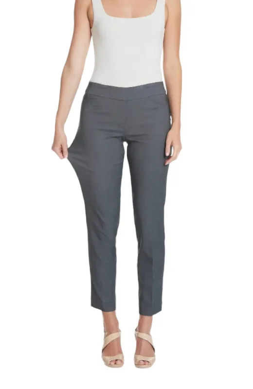 Embroidered women trousers with intricate details for a unique charmFaux Pocket Ankle Pants In Charcoal