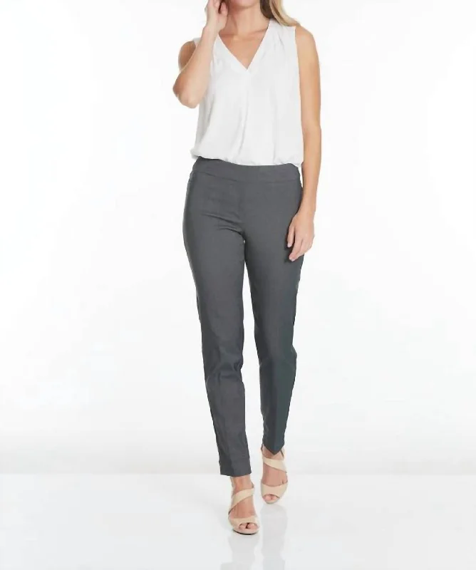 Corduroy women trousers for a warm and textured appearanceFaux Pocket Ankle Pants In Lead