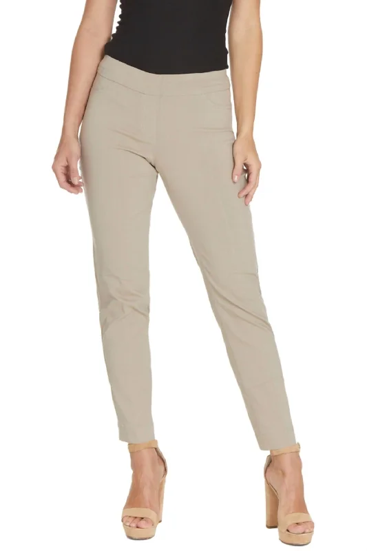 High - waisted women trousers for a flattering and retro lookFaux Pocket Ankle Pants In Stone