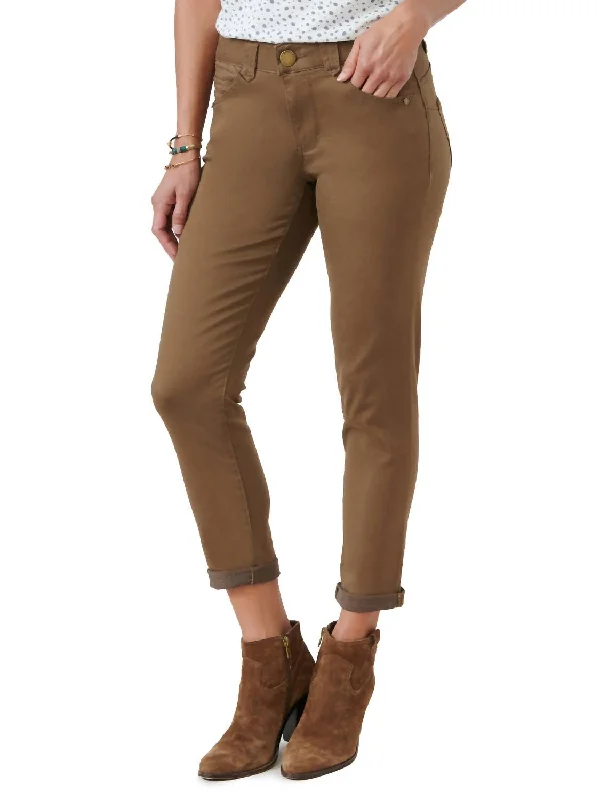 Leather women trousers for a bold and edgy lookGinger Snap Ankle Skimmer Pants In Brown