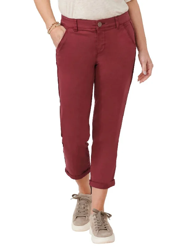 Jogger women trousers for a casual and sporty vibeGrape Wine High Rise Trouser In Burgundy