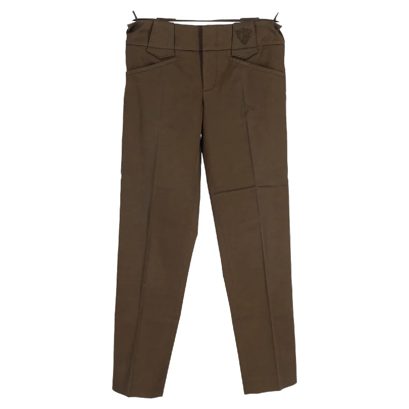 Tapered women trousers with a slimming effectGucci Straight Leg Trousers in Khaki Cotton