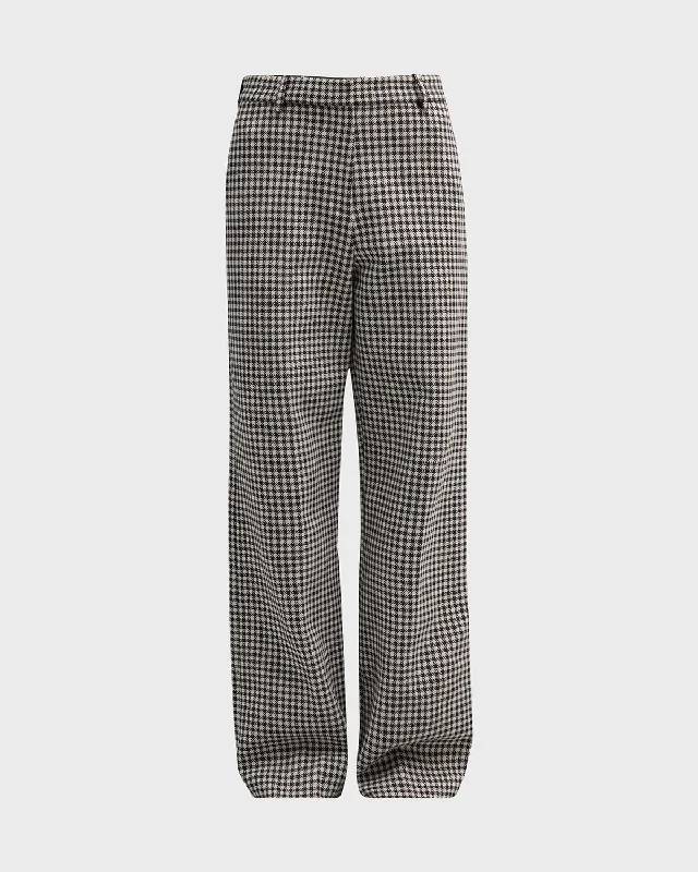 Tapered women trousers with a slimming effectHigh-Rise Gingham Straight-Leg Trousers