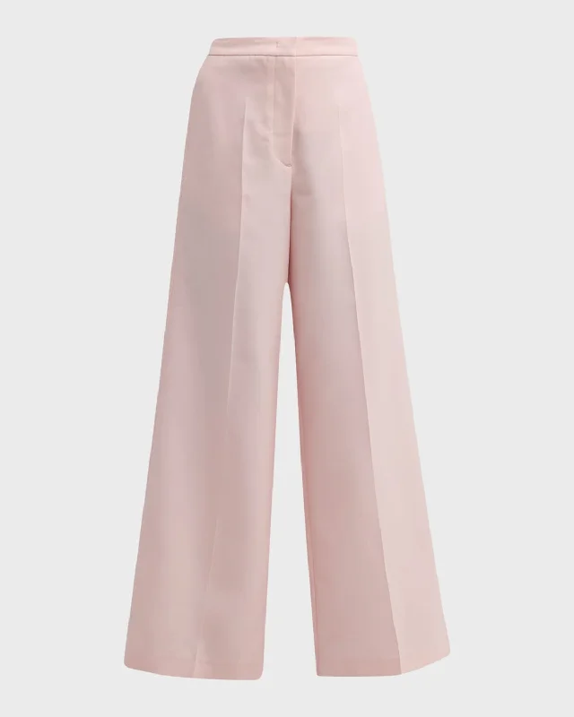 High - waisted women trousers for a flattering and retro lookHigh-Rise Wide-Leg Wool-Silk Trousers