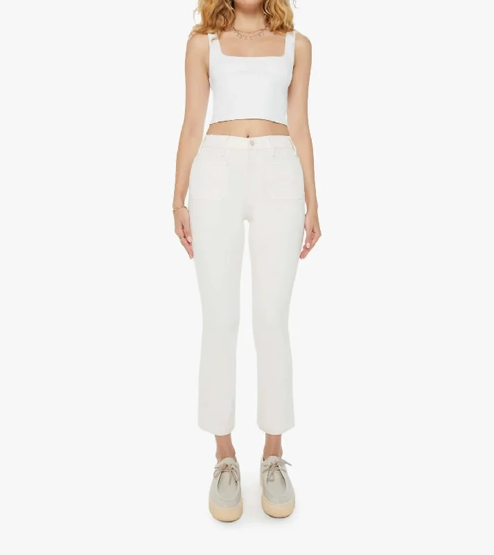 High - waisted women trousers for a flattering and retro lookHustler Patch Pocket Flood Jean In Cream Puffs