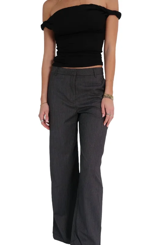 Wide - leg women trousers for a modern and elegant styleIn The Office Trouser Pants In Charcoal