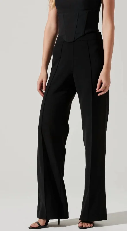 Plus - size women trousers for a perfect fit and confidenceMadison High Waist Pintuck Trouser Pants In Black