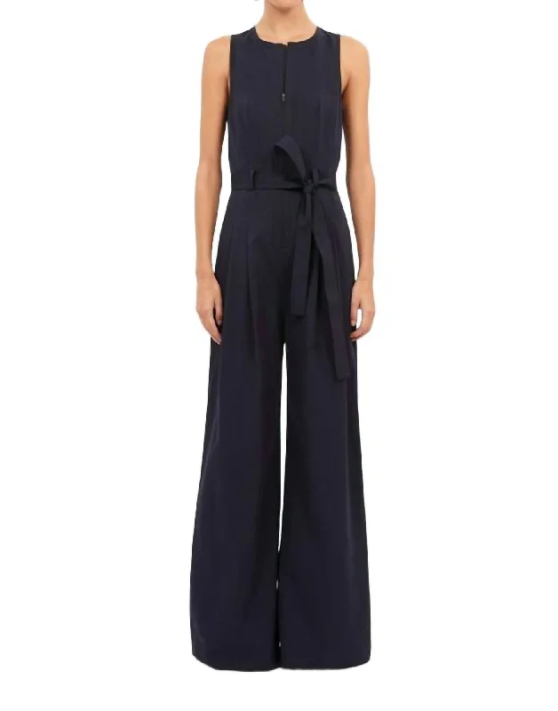 Metallic women trousers for a glamorous and eye - catching styleMarin Jumpsuit In Midnight