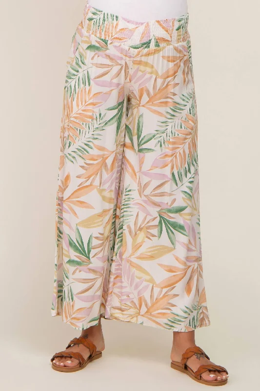 Printed women trousers with floral patterns for a feminine touchPalm Printed Palazzo Pants In Multi