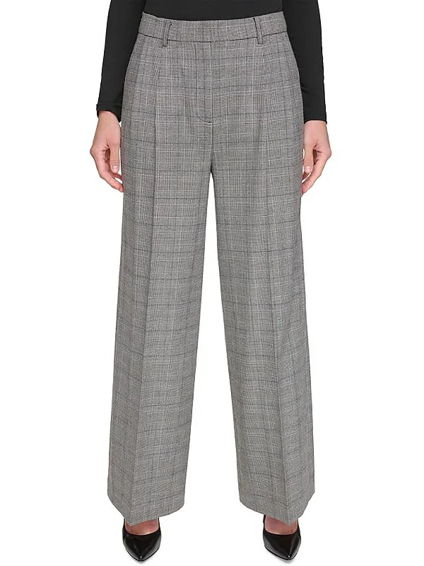 Striped women trousers with a nautical or modern patternPetites Womens Mid Rise Work Dress Pants