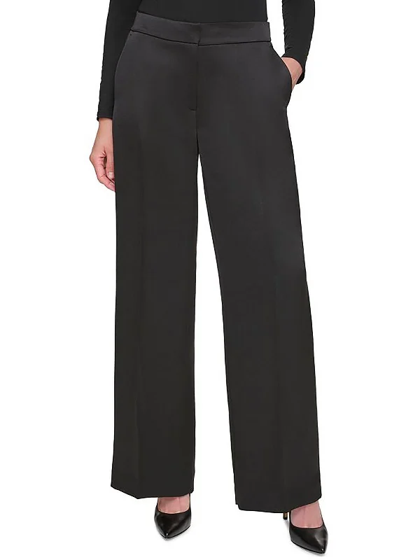 Corduroy women trousers for a warm and textured appearancePetites Womens Satin Palazzo Wide Leg Pants