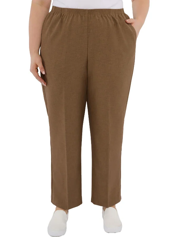 Culottes women trousers with a unique and trendy silhouettePlus Womens High Rise Comfort Waist Straight Leg Pants