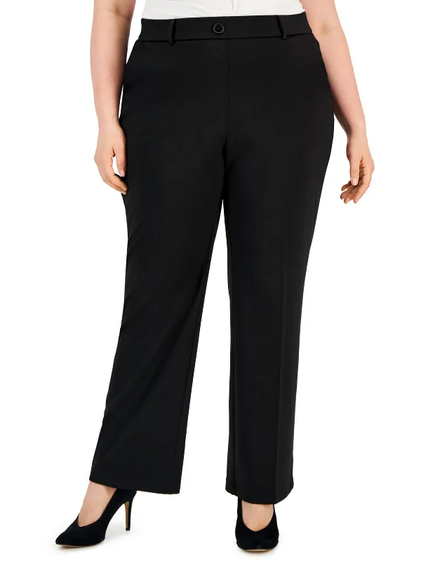 Bootcut women trousers to pair well with different shoesPlus Womens Mid-Rise Office Straight Leg Pants