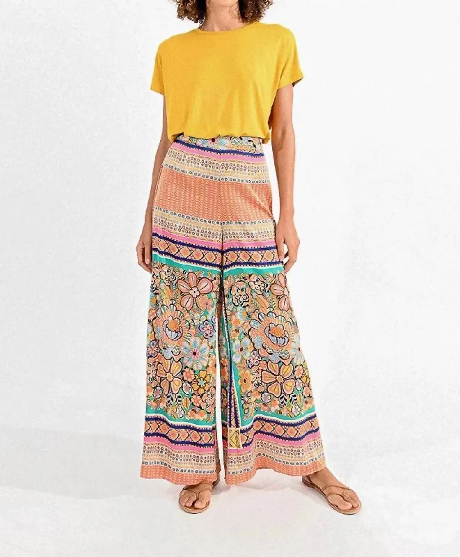 Embroidered women trousers with intricate details for a unique charmPrint Palazzo Pants In Olga Multi