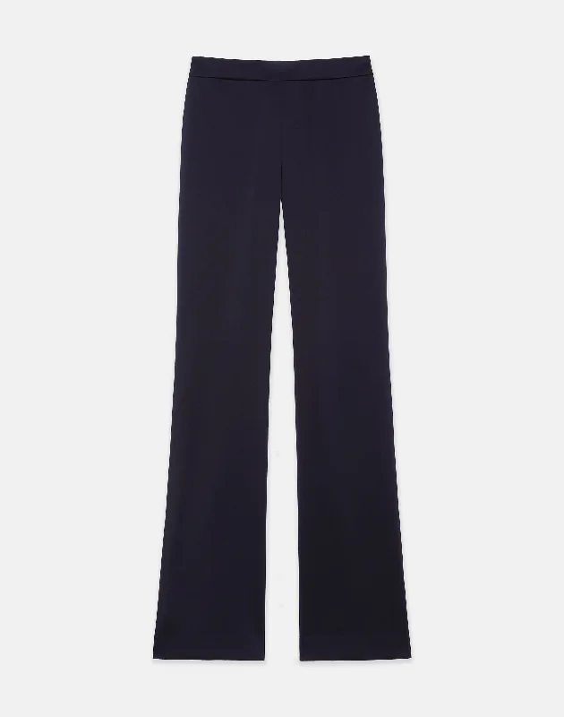 Leather women trousers for a bold and edgy lookSatin Gates Side Zip Flared Pant