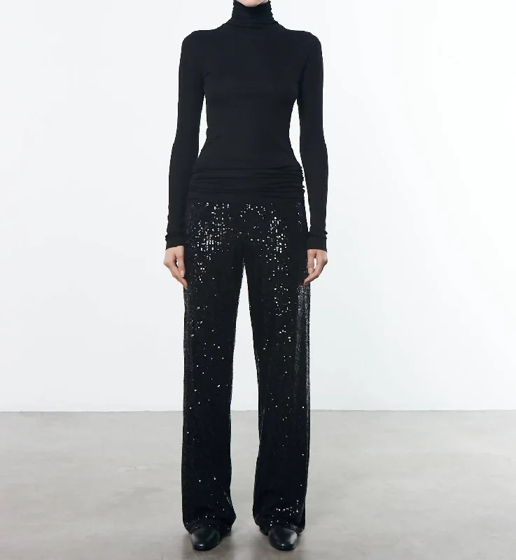 Striped women trousers with a nautical or modern patternSequin Pant In Black