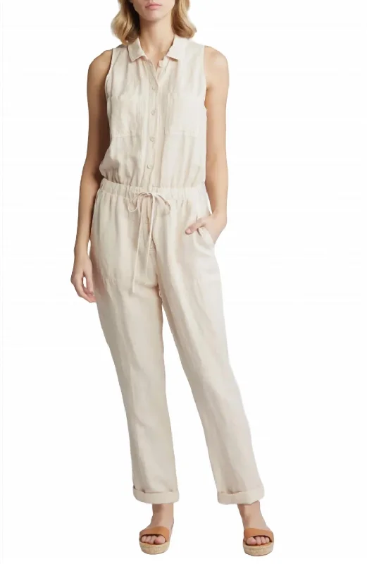 Cargo women trousers with multiple pockets for added functionalitySierra Jumpsuit In Soft Flax