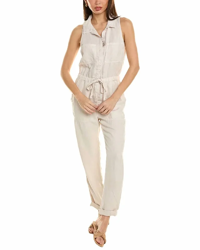 Elastic - waist women trousers for ultimate comfortSierra Jumpsuit In White