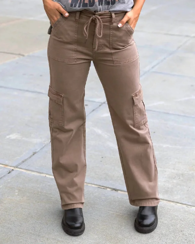 Corduroy women trousers for a warm and textured appearanceSueded Twill Cargo Pant In Caribou