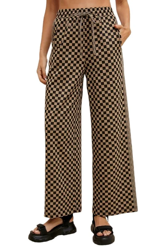 Plus - size women trousers for a perfect fit and confidenceTalia Checkered Wide Leg Pants In Brown/black