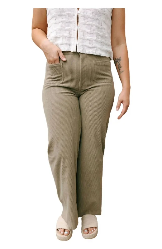 Printed women trousers with floral patterns for a feminine touchWide Leg Cord Pants In Olive