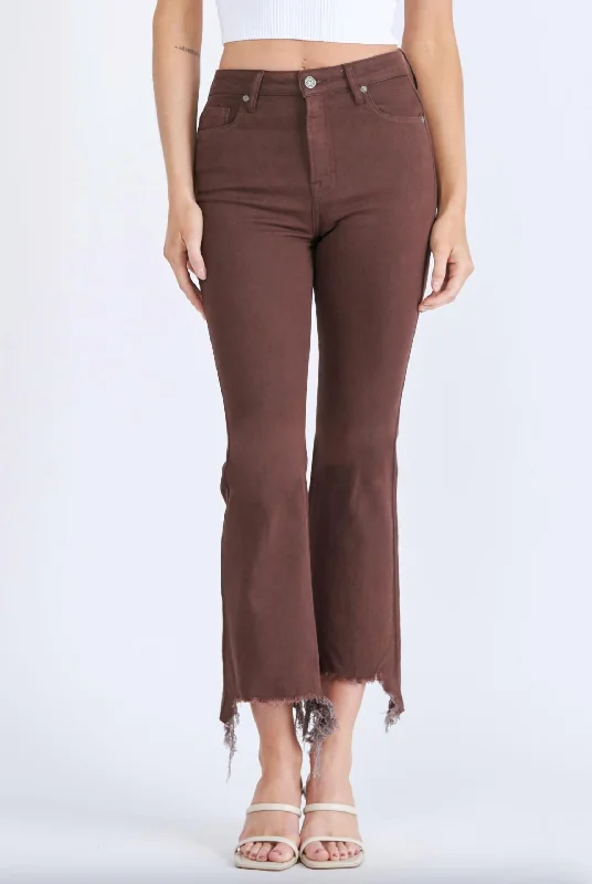 Elastic - waist women trousers for ultimate comfortWomen's Happi High Rise Crop Flare Jean In Cocoa