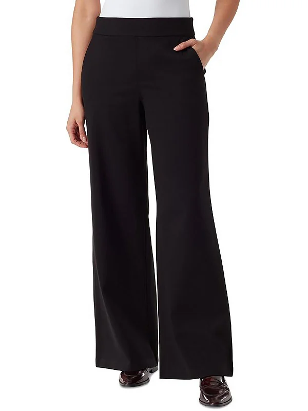 Leather women trousers for a bold and edgy lookWomens Ponte High-Rise Wide Leg Pants