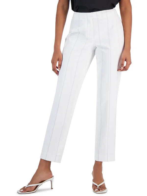 Embroidered women trousers with intricate details for a unique charmWomens Striped Office Straight Leg Pants