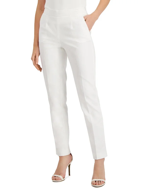 Pleated women trousers for a sophisticated and formal lookWomens Woven Mid-Rise Dress Pants