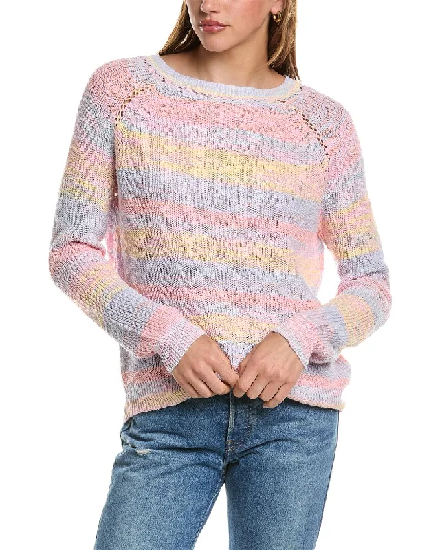 Hand - Knitted Women Sweater with Artisanal Charm27 Miles Malibu Pastel Space-Dye Boatneck Pullover