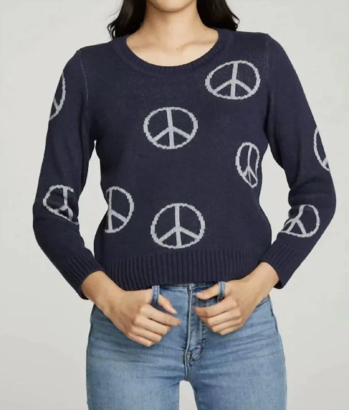 Turtleneck Women Sweater for a Classic and Elegant Style"all Over Peace" Instaria Sweater In Avalon