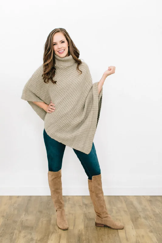 Turtleneck Women Sweater for a Classic and Elegant StyleAnge Poncho in Organic Merino and Angora Blend (50/50)