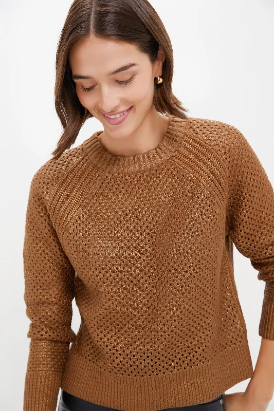 Mock - Neck Women Sweater for a Modern TwistCopper Crochet Lance Crewneck Sweater