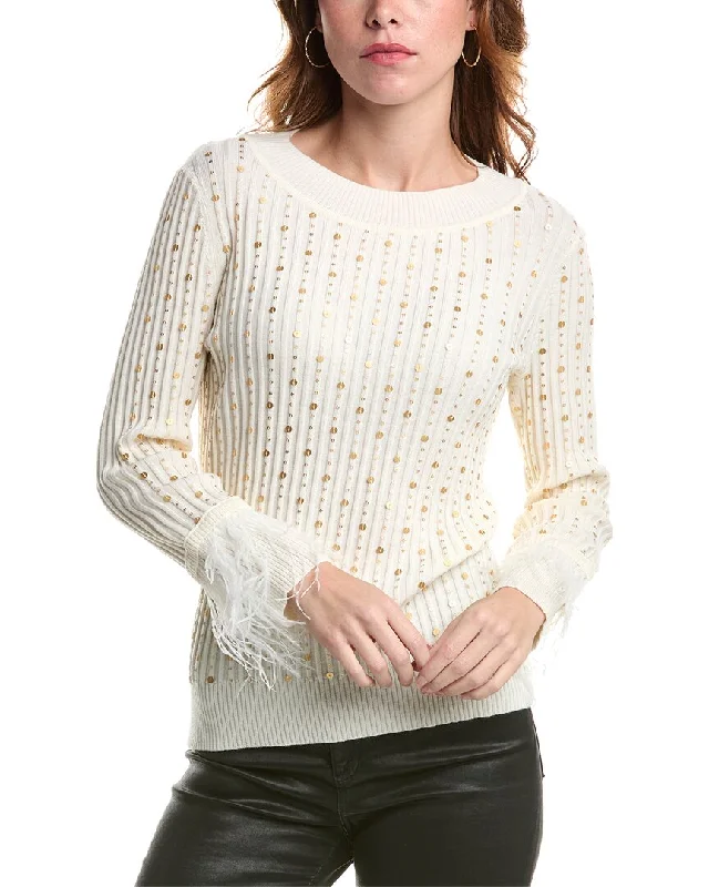 Hooded Women Sweater for Added Comfort and StyleEdinburgh Knitwear Sequin Wool Sweater