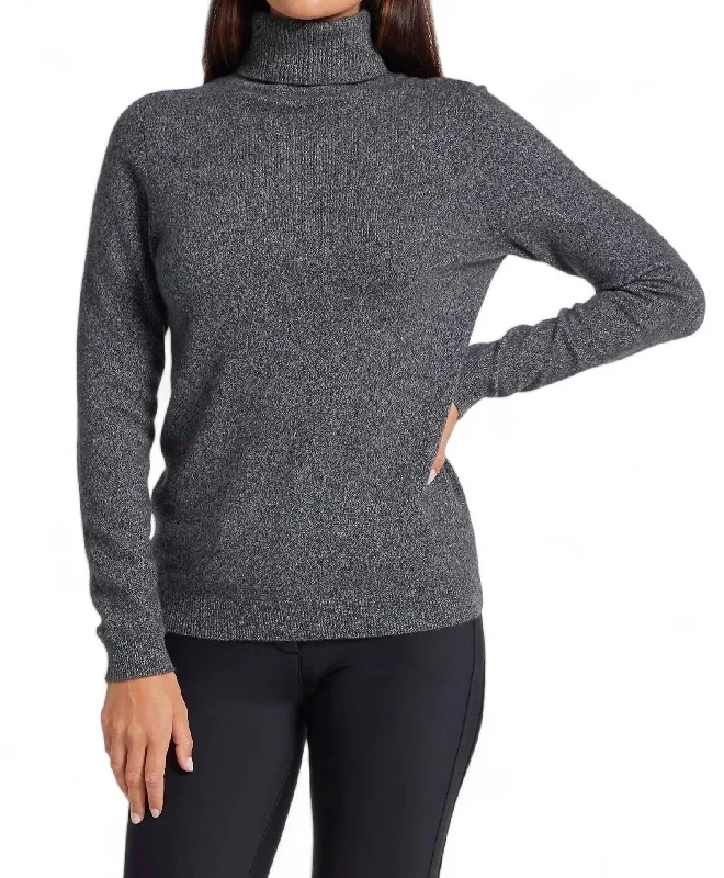 Cable - Knit Women Sweater with Intricate PatternsEmily Cashmere Turtleneck Sweater In Charcoal