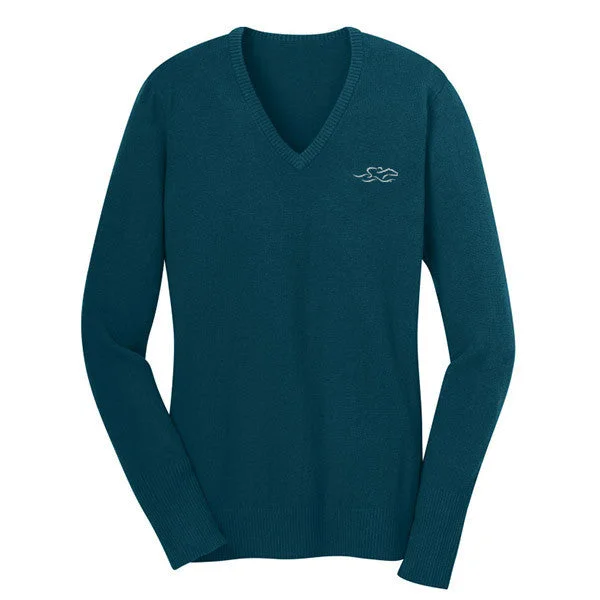 Mock - Neck Women Sweater for a Modern TwistFine Gauge V Neck Sweater - Turquoise