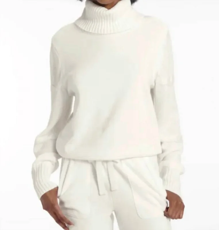 Cropped Women Sweater to Pair with High - Waisted BottomsFjord Cowl Neck Sweatshirt In Winter White